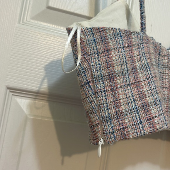 Zara - tweed corset top - plaid checkered with metallic threading - size M - Picture 6 of 8